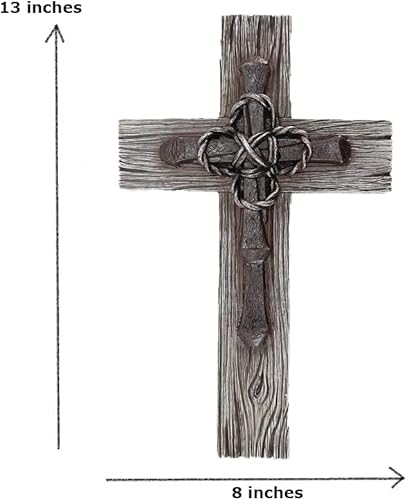 Miniatura 2 de Comfy Hour Faith and Hope Collection - Cruz de pared de alambre y clavo con diseño de madera sintética, color marrón