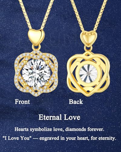 Moissanite Heart Pendant Necklace for Women,3 Carat Moissanite Heart-shaped Necklace,18K Gold Plated S925 Silver Jewelry Necklace Anniversary Valentine's Gifts for Girlfriend Wife4