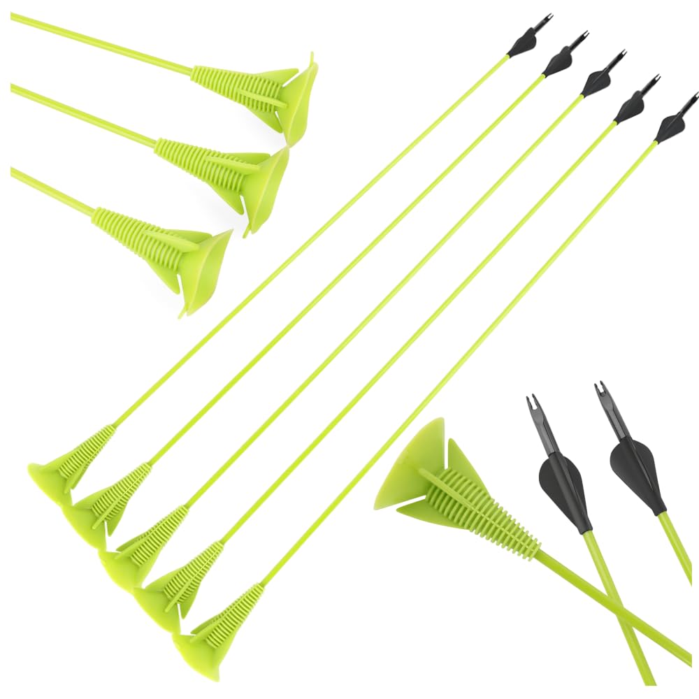 Lot de 12 flèches à ventouse en fibre de verre 68 cm - Flèches d'aspiration sûres pour les jeunes - Pour la pratique du tir à l'arc