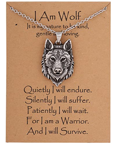 HAQUIL Alpha Male Wolf Necklace - Great Gifts for Dad, Men and Women - Head Pendant Jewelry for Wolf Lovers