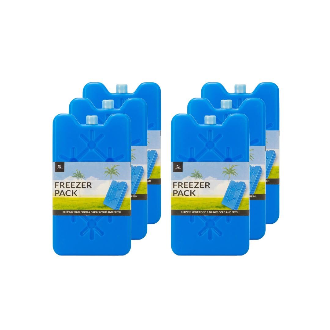ZANGCO Reusable Ice Pack Freezer Blocks - Long-Lasting Cold Gel Packs, Compact, Non-Toxic, and BPA-Free, Ideal for Camping, Picnics, and Outdoor Activities (6, 200ML)