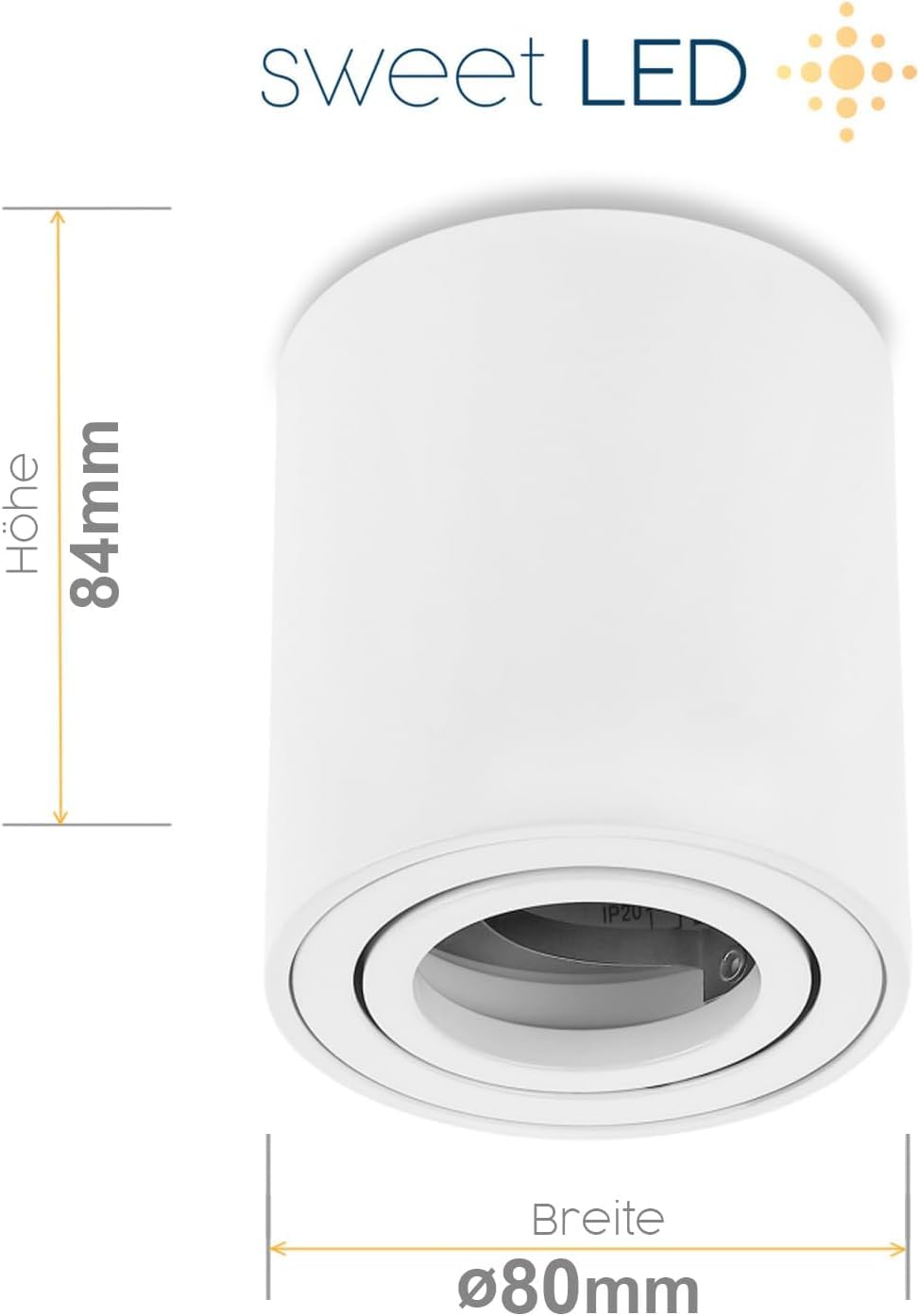 Sweet Led 4er Set Aufbauspot GU10 schwenkbar rund weiß matt – Spots Deckenleuchte inkl. LED 7W 3000K warmweiß, Aufbaustrahler aus Aluminium, Deckenspots Aufputz 230V