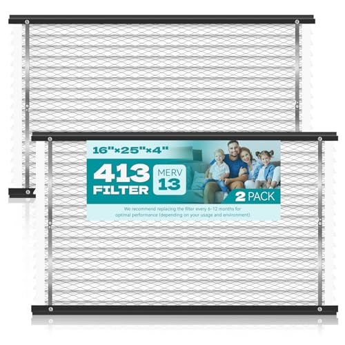 2-Pack 413 Replacement Filter Compatible with AprilAire Whole House Air Purifiers, Models 1410, 1610, 2410, 2416, 3410, 4400, MERV 13 Air Purifiers, Size:16x25x4