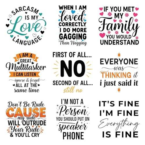Sarcasm Love Language Iron-on Transfers, 9pcs