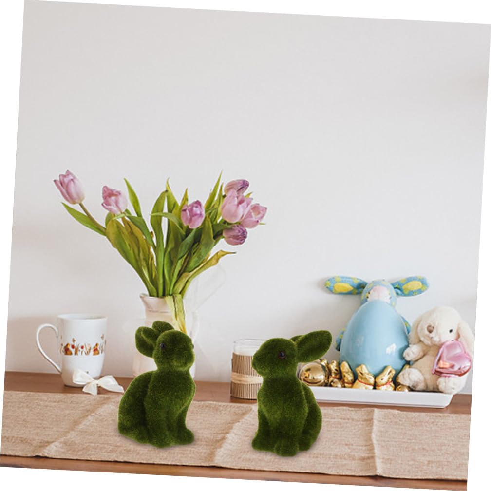 Alipis Set 4 Pezzi Coniglietto Pasquale in Plastico Muschio Artificiale Verde, Decorazioni Pasquali Leggere e Portatili per Casa e Tavola