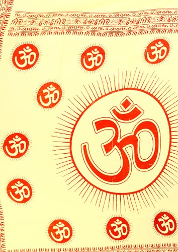 Yellow Hindu Dharma Prayer Shawl with Large Printed Om - PolyCotton3