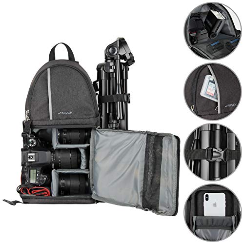 ARVOK Camera Schoudertas, Waterdichte Camera Rugzak met Regenhoes & Statief houder, Professionele Camera Tas voor Canon Nikon Sony Fujifilm DSLR, SLR en Lenzen - Image 3