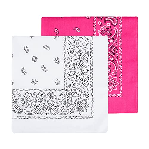 Levi's Men's 100% Cotton Multi-purpose Bandana Gift Sets – Headband, Wrap, Protective Coverage, Pink/White, Pack 2