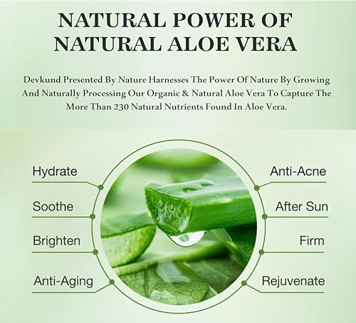 Image of Devkund Aloe Vera Gel | With Pure Aloe Vera | Gel for Face, Hair, Skin Moisturizer | Hydrates and Soothes | With Vitamin E and No Paraben | 400G