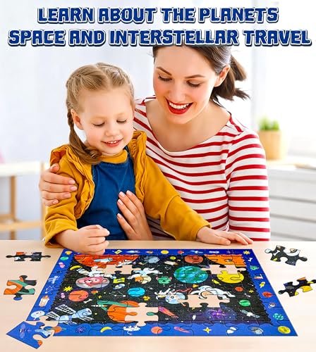 Image of VGRASSP 70 Pcs Space Solar System Theme Interlocking Puzzle Toy for Kids - Educational Search, Find and Connect Jigsaw Brain Booster Learning Activity Gift - Color As Per Stock