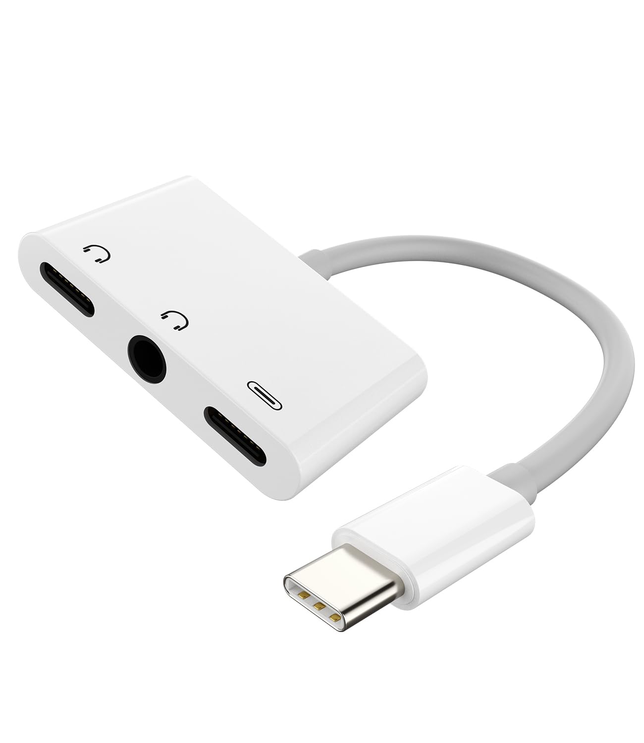 USB-C to 3.5mm Audio for iPhone Adapter 3 in 1 Dual Type C Splitter Charger Headphone Jack Dongle Cord Compatible for Samsung for Apple 16 15 Pro Max Plus for iPad Air 5 Charging Aux Cable Accessories
