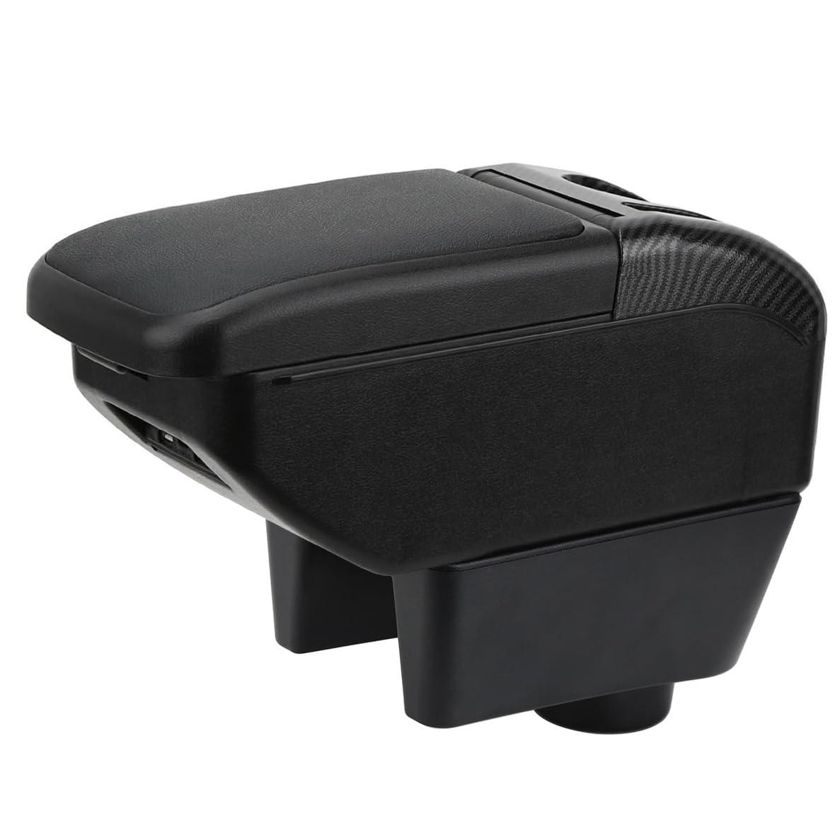 YJYWZH Armlehne für SEAT Ibiza 6J 2008-2017 Mittelarmlehne mit USB Schwarz | Mittelarmlehne für Mittelkonsole, 4 USB + 2 USB-C, Doppelstauraum, Verschiebbare Armauflage, Getränkehalter und Handyhalter