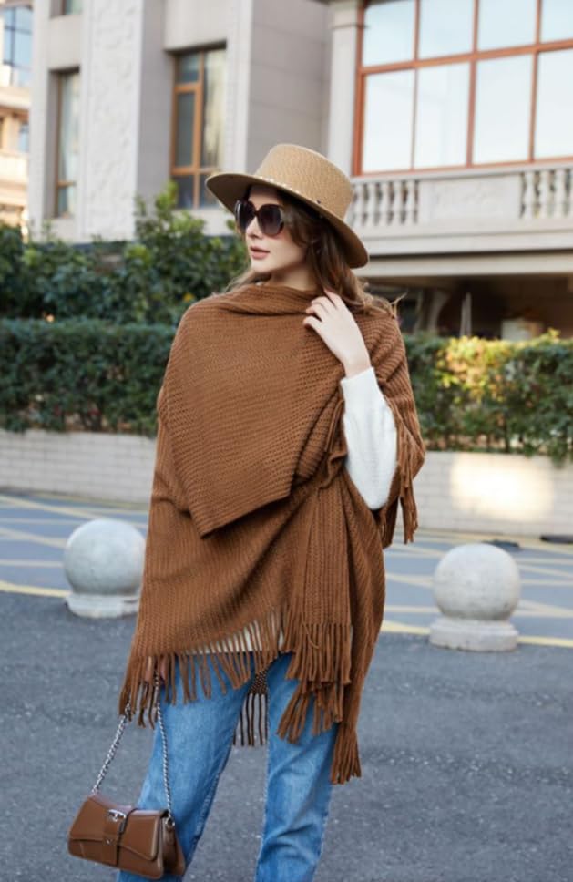 Women Shawls and Wraps Fall Knitted Poncho Sweater Capes and Shawls Warm Ladies Dressy Ponchos2
