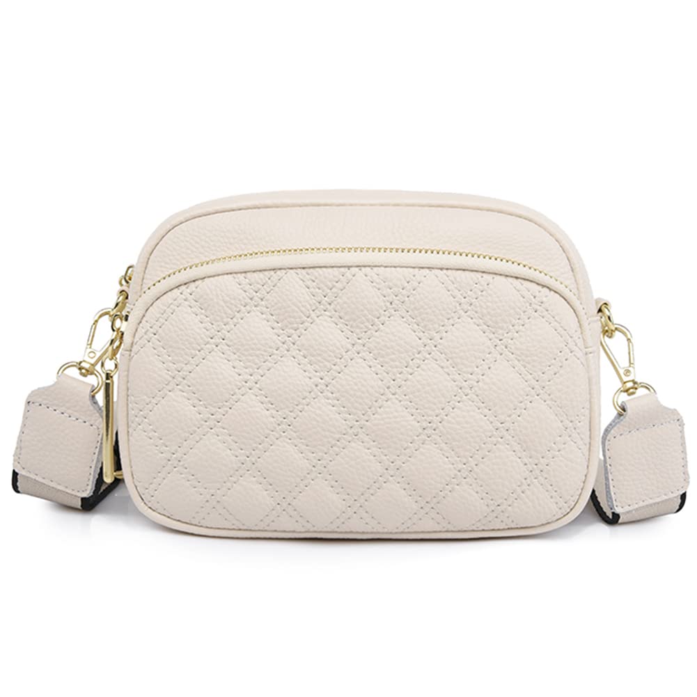 DKIIL NOIYB Crossbody Bags for Women, Genuine Leather Cross Body Bag Women with Adjustable Wide Strap Multiple Pockets Handbags & Shoulder Bags