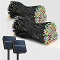 Solar String Lights 2 Pack, Outdoor Lights total 400 LED 144FT Solar Christmas Lights, 8 Modes Solar Lights Oudoor Waterproof for Tree Patio Yard Garden Christmas Parties Decoration (Multi Color)