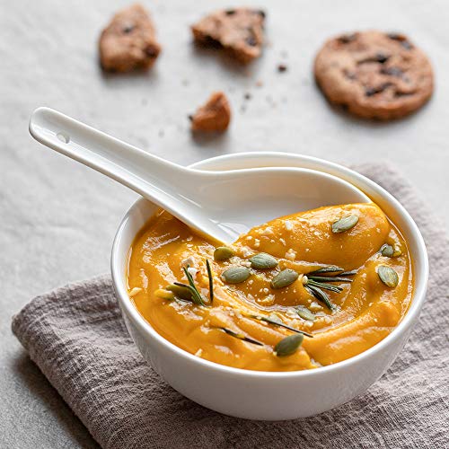 Dowan 6" Ceramic Soup Bowls & Cereal Bowls Set Of 4 & 5.3" Asian Soup Spoons Set Of 12 #TOP4