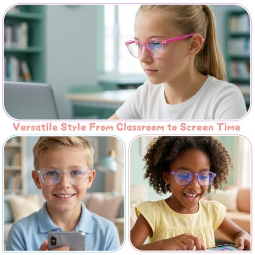Image of Blue Light Glasses for Kids, 3 Pack Toddler Kids Clear Eye Glasses with UV400 Round, Fake Glasses Age 6-15