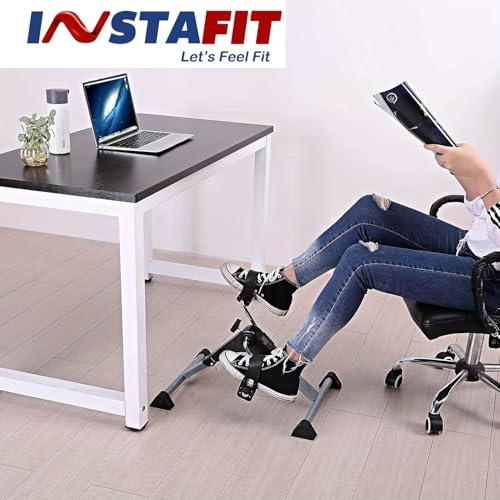 Image of Instafit Fitness Mini Cycle Pedal Exerciser, With fixing strap Folding Indoor Fitness Equipment for Legs and Arms with adjustable resistance and digital display suitable for physiotherapy rehab
