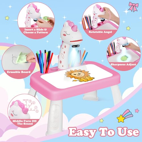 Wakeinsa ZPB-DRAWBOARD-01 Drawing Projector,Arts And Crafts For Kids,Include Drawing Board,Crayons,Coloring Book,Stickers Etc,Girls Unicorns Toy,Toddler Learning Toys,Unicorns Gifts thumb #2