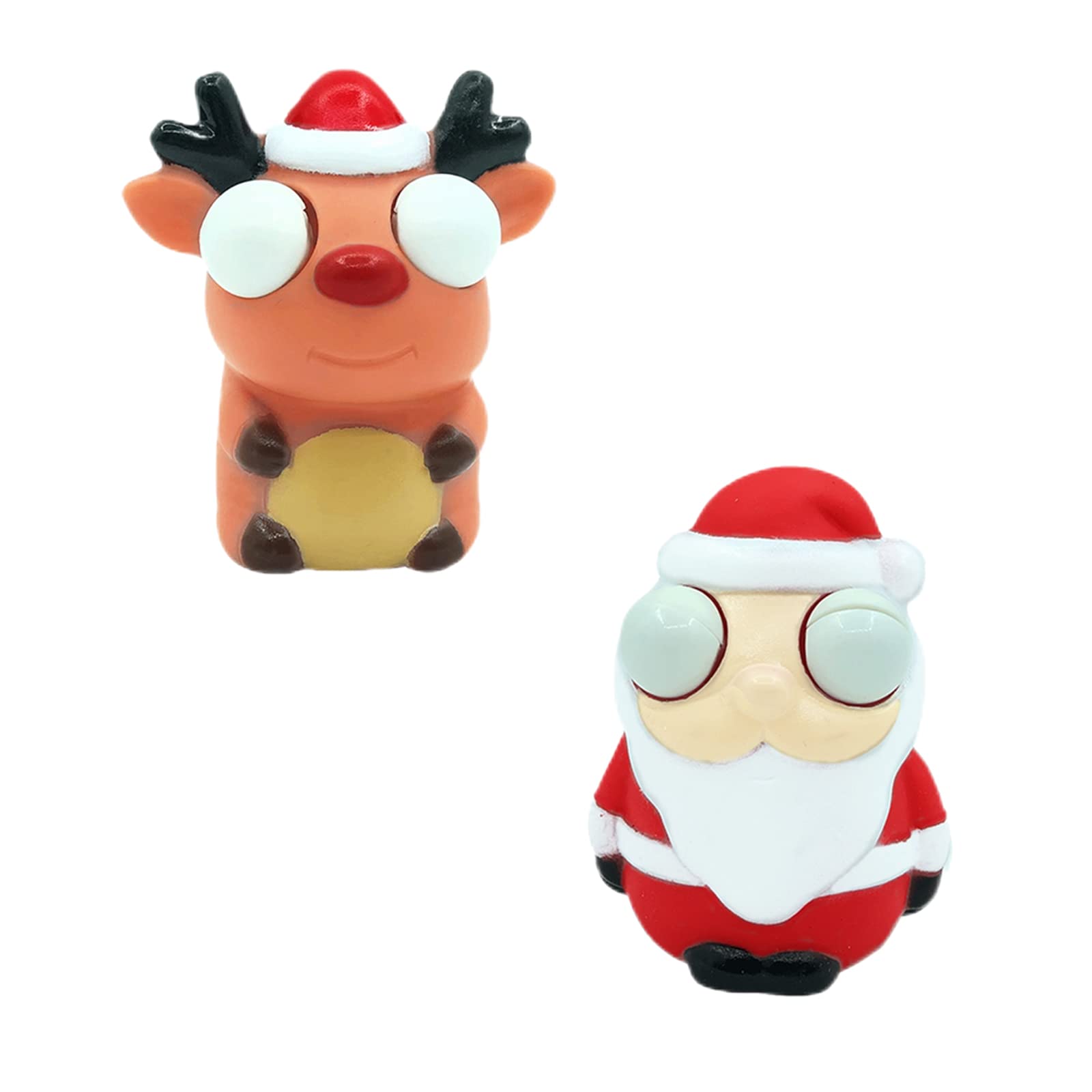 2pcs 3D Christmas Popping Out Eyes Squeeze Toys for Kids & Adults, Funny Pinch Stress Relief Novelty Fidget Hand Squishy Squeeze Toys, Xmas Stocking Fillers