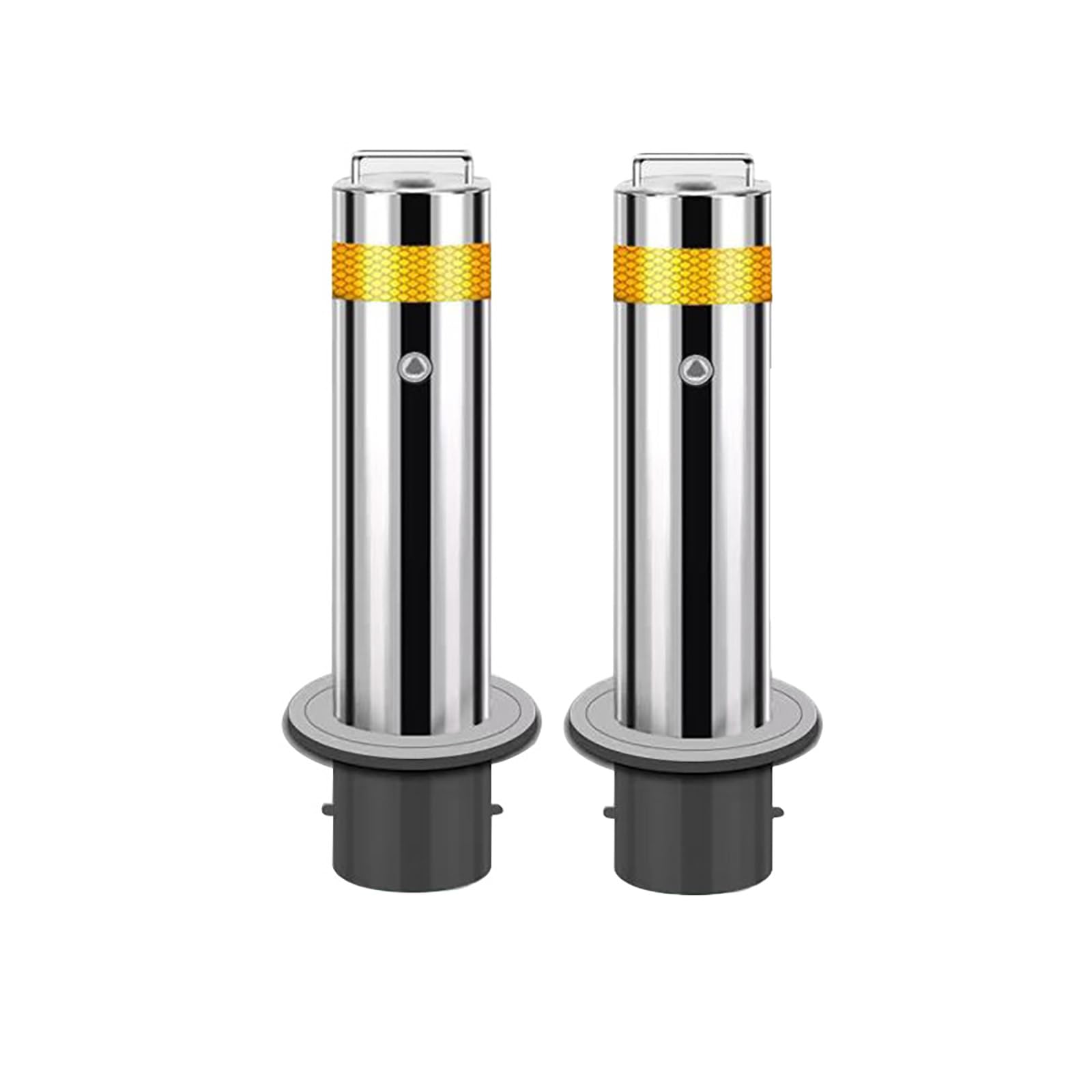 Reflective Stainless Steel Removable Bollards with Embedment Sleeve - Durable Parking & Traffic Safety Barriers for Sensitive Areas, 2pcs-Yellow