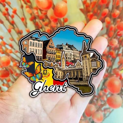 Imán de madera 3D para refrigerador souvenir de Gante Bélgica miniatura 4