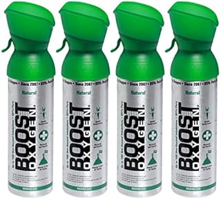 Boost Oxygen Supplemental Oxygen to Go | All-Natural Respiratory Support for Health, Wellness, Performance, Recovery and Altitude (5 Liter Canister, 4 Pack, Natural)