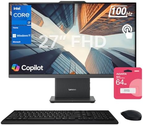 Lenovo IdeaCentre 27" AIO Desktop, FHD 100Hz Touchscreen, Intel C...