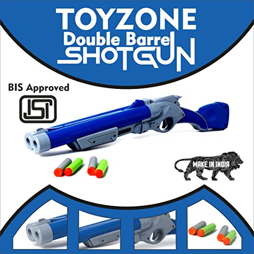 Image of Toyzone Doreamon Double Barrel Shotgun-58816 | Foam Blaster Double Barrel Gun | Safe and Long Range | Lock & Load Pump Action | 5-Play Shotgun Shells with Gun | Shotgun Boomstick | Pull & Action ProShot | For Kids, Teens, Adults