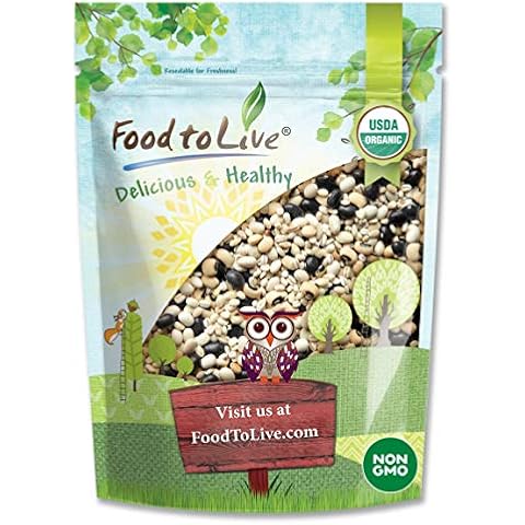 Food to Live Organic Black Bean Soup Mix, 1 Pound - Contains Non-GMO Black Beans, Black-eyed Peas, Pearled Barley, and Navy Beans Cover