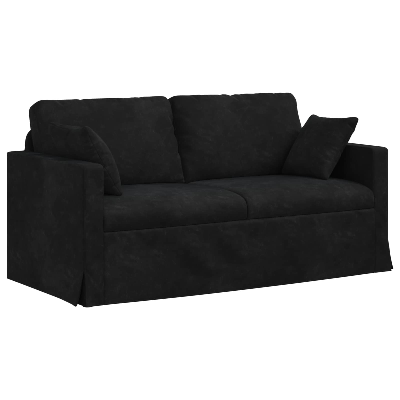 Sofá modular de terciopelo con reposabrazos de madera, diseño ergonómico, para salón y dormitorio, 158 x 78 x 80 cm, color negro