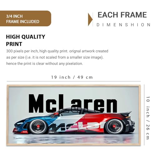 Image of kotart Sports Car Framed Posters Gift Items for Boys Room Wall Decoration Bedroom Living Room Office Studio Decor | Car Poster Frame for Wall Decor Set Of 1 Size (10 x 19 inch)