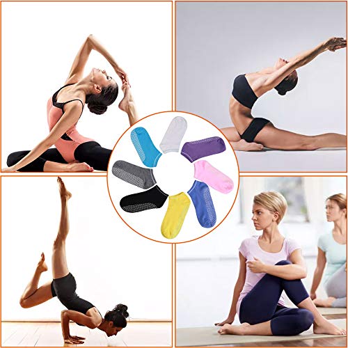 JURONG Yoga Socken für Damen Rutschfeste, Stoppersocken Damen Antirutschsocken, Anti Rutsch Socken, Damen Sportsocken, Ideal für Yoga Pilates, Ballett,Tanz,Barre,Fitness, Barfuß-Training (8 Paar) – Bild 4