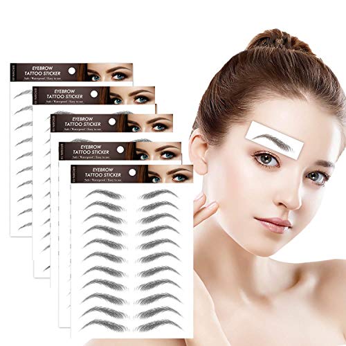 10 Sheets 4D Eyebrows Tattoo for Makeup, Hair-Like Natural Tattoo Eyebrow Stickers, Ecological Waterproof Eyebrows Makeup For Women-Black, 100 Pairs, 10 Style