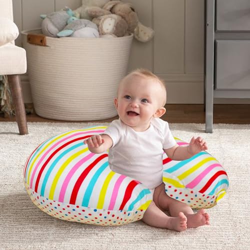 Image of VParents Multipurpose Baby Feeding Nursing Cum Maternity Pillow for New Born Cotton, Recommended for Maternity, Nursing, Medical Mite (Stripes) 110494