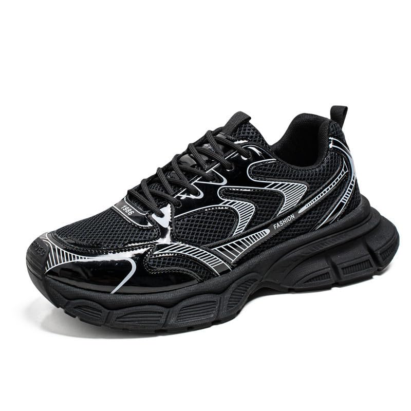 Floette Men's Silver Fashion Sneakers Dad Shoes Walking Casual Athletic Chunky Platform Sneakers