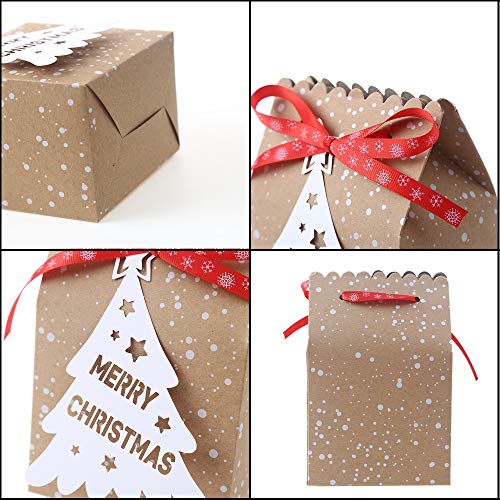 Ccinee 24Pcs Bulk Christmas Goodies Bags,Kraft Holiday Gift Bags Christmas Gift Bags With Tags Snowflake Ribbons For Christmas Party Supplies #TOP2