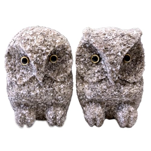 しあわせ と 出会い を 運ぶ ふくろう(ゴールドペア) 縁起物 お祝い 贈り物 ふくろう ふくろうの置物 石のふくろう 福 置き物[CP001sa]