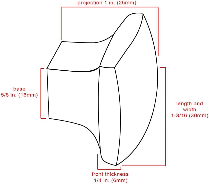 #2844 CKP Brand 1-3/16 in. (30mm) Rounded Square Knob, Matte Black - 10 Pack