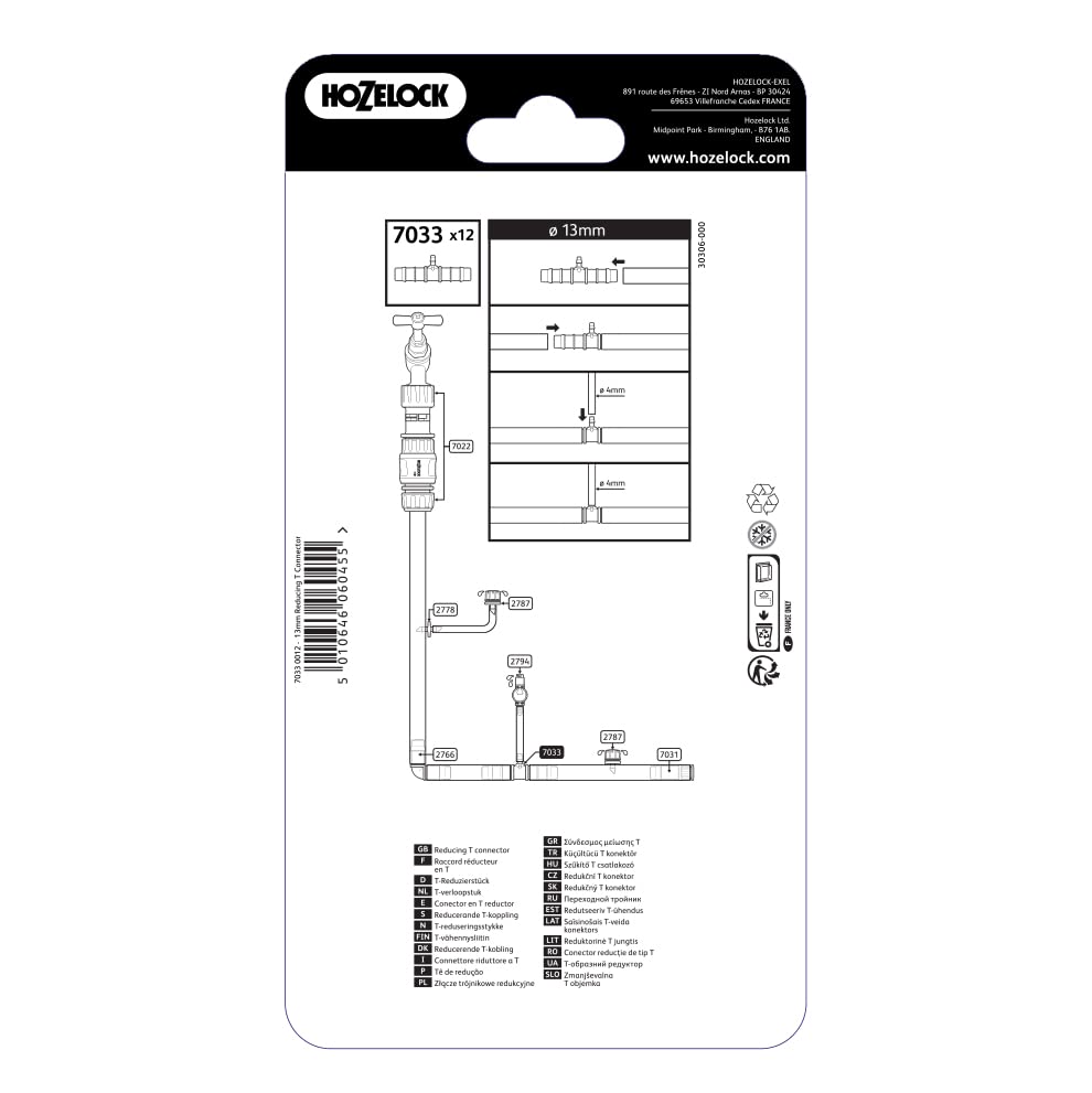 HOZELOCK, Micro Irrigation Reducing T-connectors ø 13mm (1/2") to ø 4mm : Design to Quickly and Easily Fit - Image 2