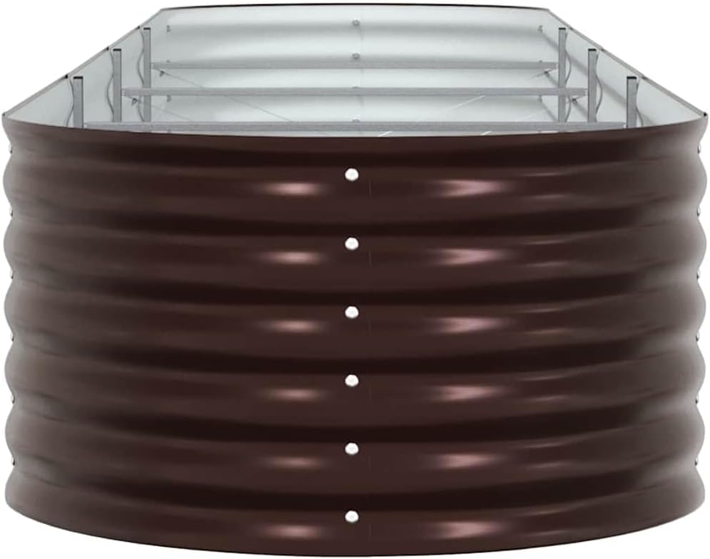 Modern Raised Garden Bed 157.48 x 31.50 x 17.32 in Brown Steel Planter Box for Outdoor Patio, Minimalist Elevated Garden Bed for Herbs Flowers Vegetables, Durable Assembly Required