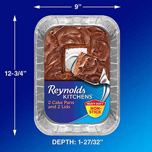 Reynolds Kitchens Aluminum Pans with Lids, Blue, 13x9 Inch, 2 Count (Pack of 3), 6 Total