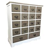 semainier chiffonnier grainetier Marque: L'Héritier Du Temps L\'Héritier Du Temps Chiffonnier Meuble de Rangement Grainetier 18 Tiroirs Commode Style Campagne en Bois Naturel et Blanc 34x91x99cm