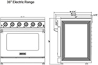 Vista 7 de KOSTCH Cocina Eléctrica Profesional de 36 pulgadas con Placa de Cocción de 5 Elementos Calefactores, Capacidad de Horno de Convección de 6.0 Pies