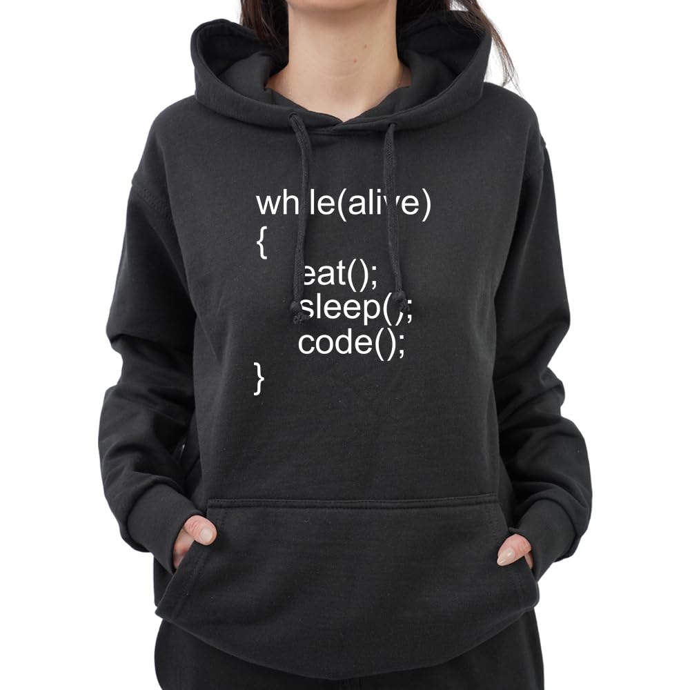 Graphic Impact Men's Black Funny Eat Sleep Code Repeat Programmer It Computer College University Hoodie (,Small)