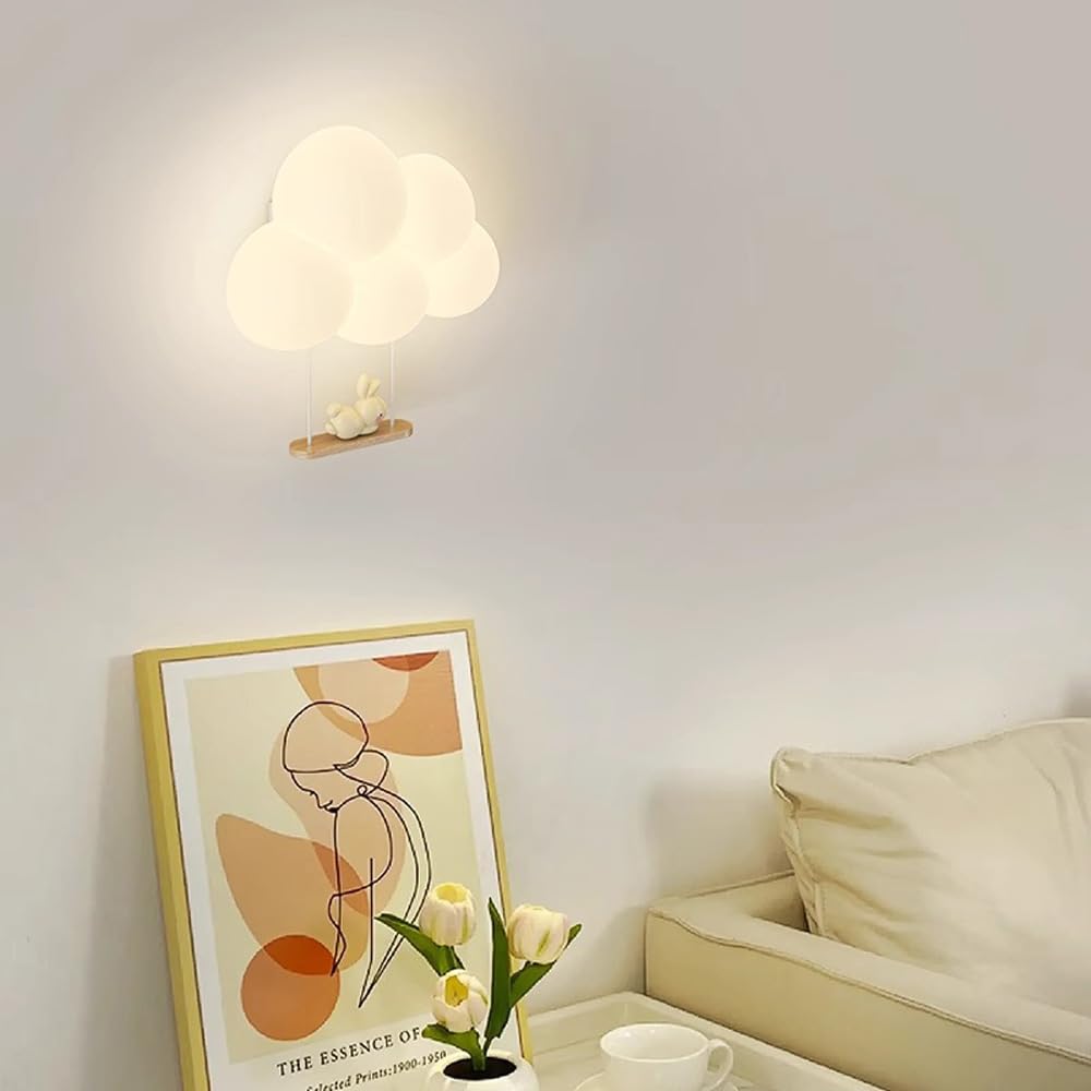 Apliques De Pared Para Dormitorios Niñas Nube Apliques De Pared Para Guardería Animal Lindo Dibujos Animados Pantalla De Leche Blanca Aplique De Pared Lámpara LED Regulable Montada En La Pared