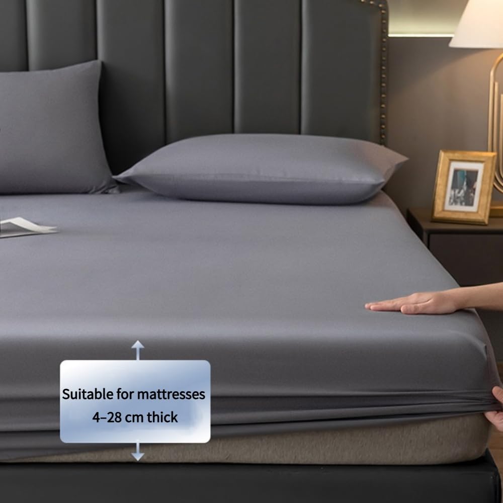 Matratzenschoner Atmungsaktives, Weiches Spannbettlaken Geräuscharmer, Hautfreundlicher Matratzenbezug Rundumschutz Für Betten, Wohnaccessoire-Dark Blue||180 * 220cm(3-Piece Set)