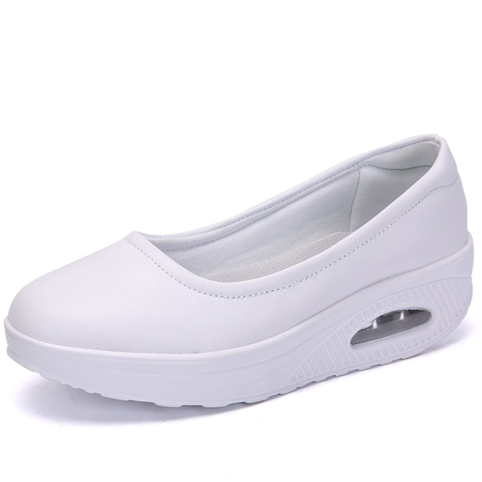 Veroders Women's Working Nurse Shoes Platform Walking Sneakers Wedges Orthotic 2989 White 36