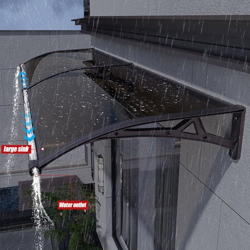 Auvent de porte aluminium noir avec canaux de drainage pour stopper les fuites d'eau