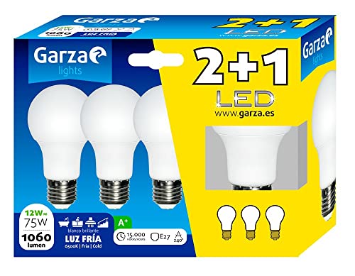 GARZA LED BOMBILLA STD 12W E27 240º 1060Lm 65K CAJA 2+1